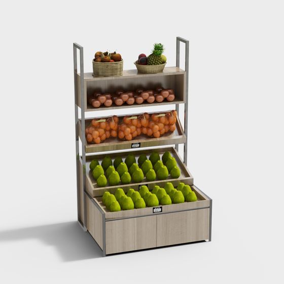 Low-Poly Fruit Display Rack 3D model