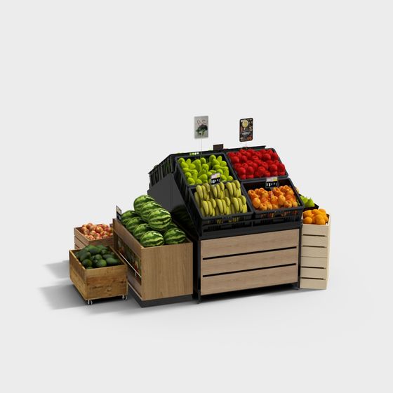Lively Fruit Stall 3D model for Creative Projects