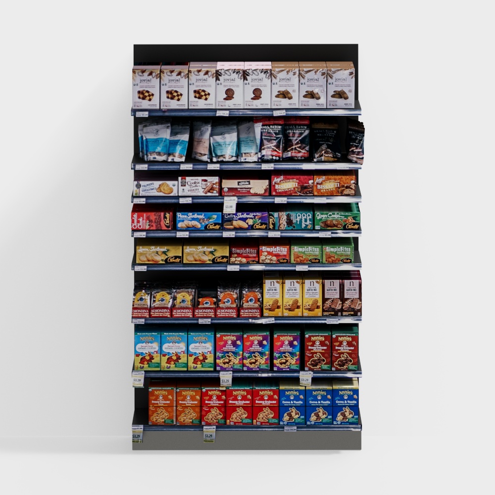 Shopping mall wall snack shelves