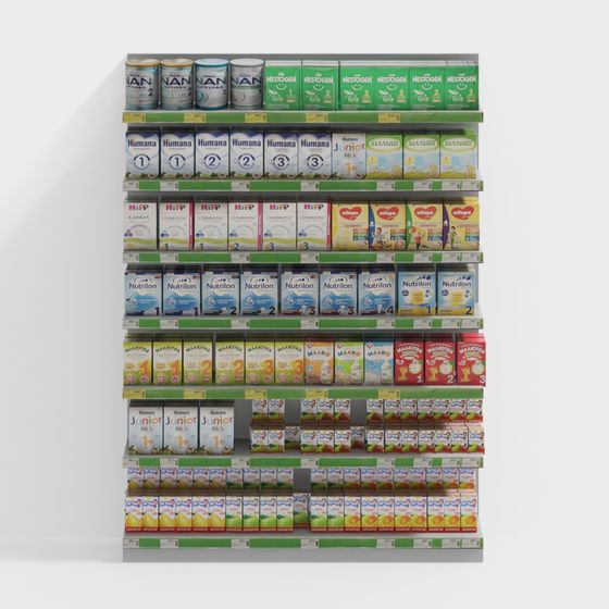 Realistic Supermarket Shelf 3D model