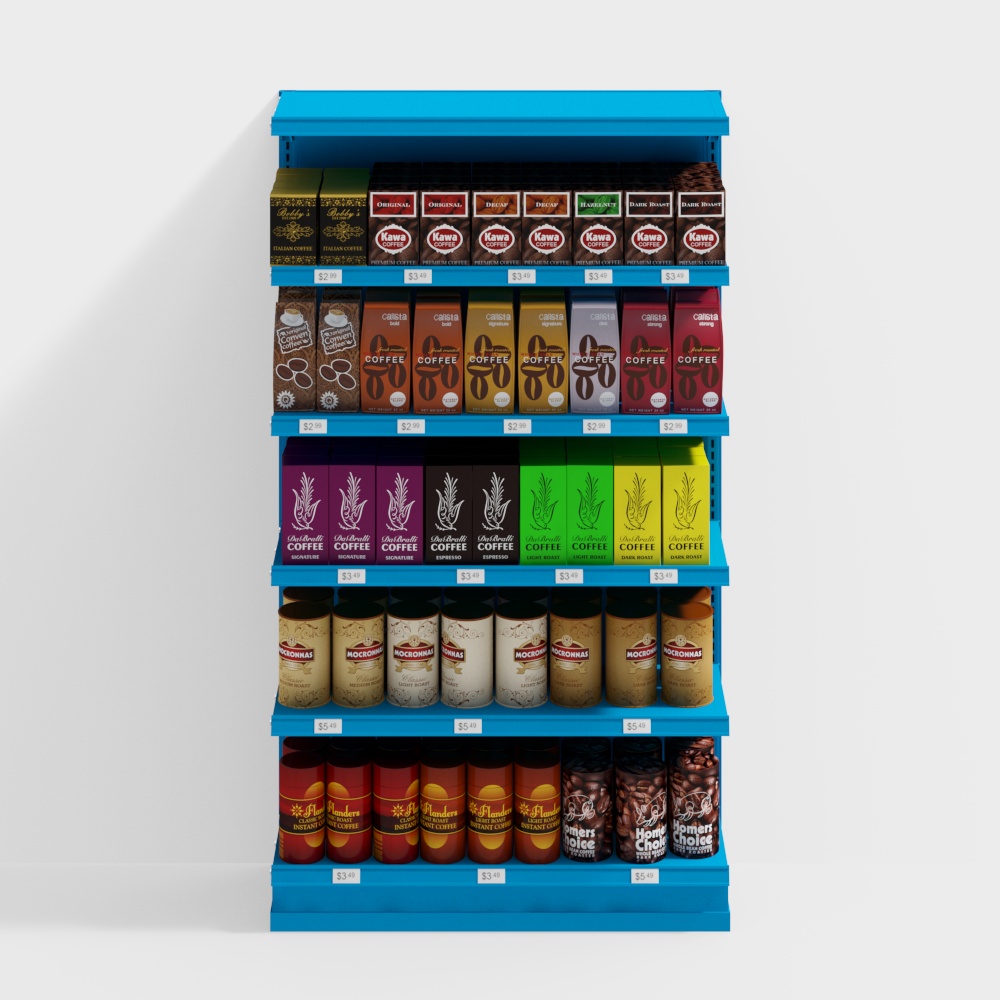 Supermarket wall shelves