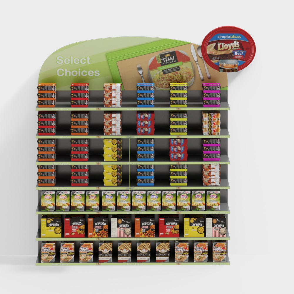 Supermarket wall shelves