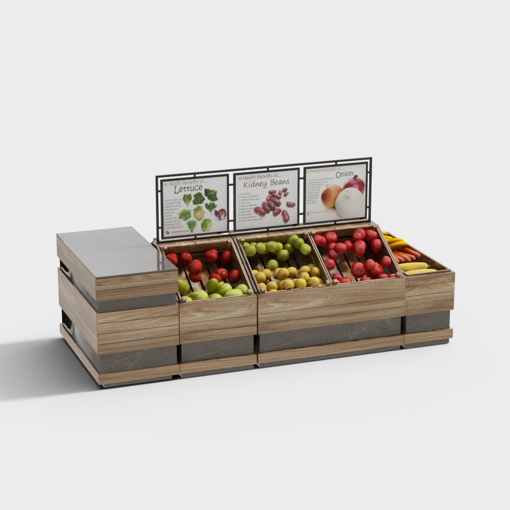 Urban Fresh Market Display Low-Poly 3D Model