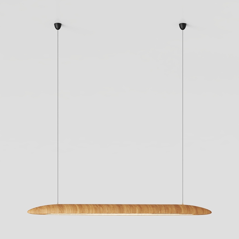 Wooden Pendant Light 3D Model – Natural Wood & Metal