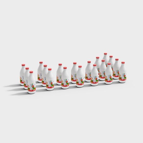 Fruit Burst 3D Model of Juice Bottles