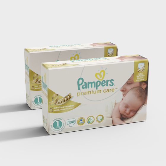 Pampers Premium Care Diaper Box 3D model for Creative Use