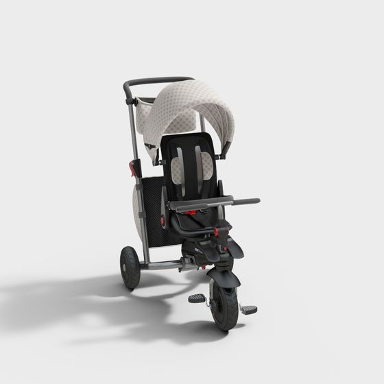 Stylish Low-Polygon Baby Stroller 3D model