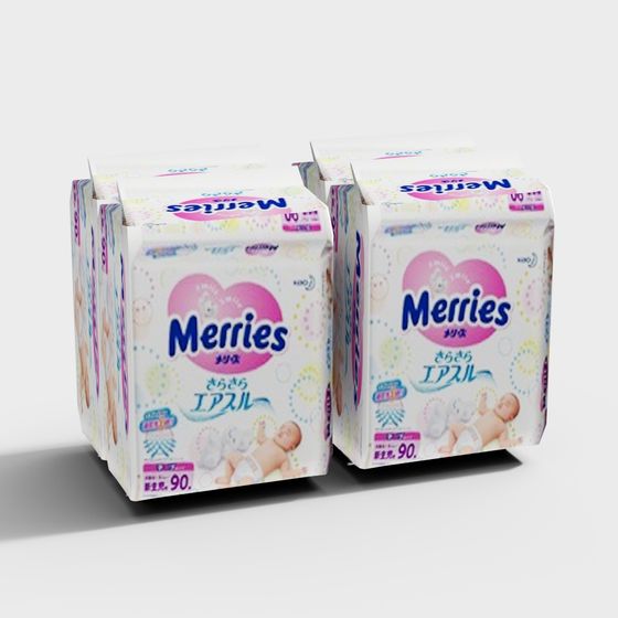Charming Baby Diaper 3D model for Designers