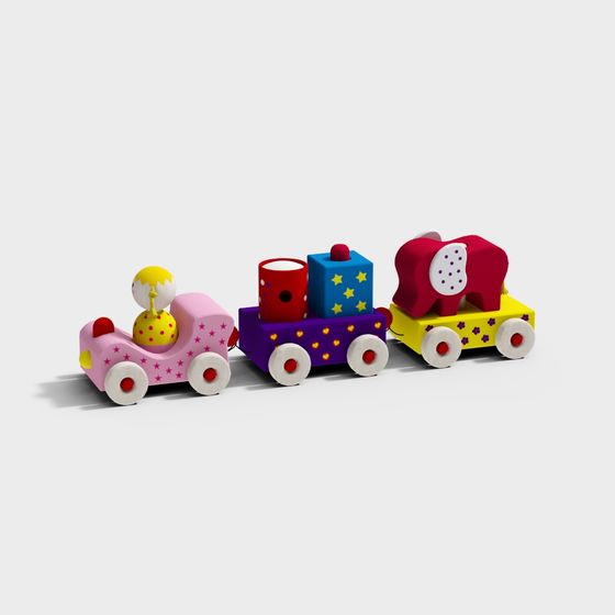 Colorful 3D Train Set Model for Imaginative Play