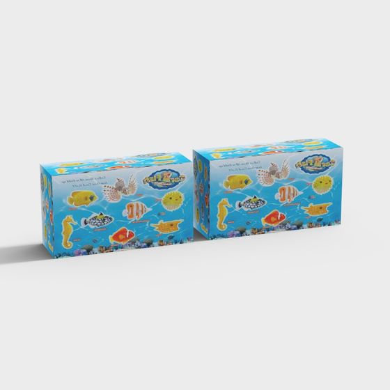 Colorful Ocean-Themed Packaging Box 3D model