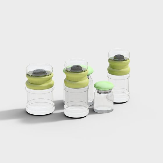 Minimalist Glass Bottle Set 3D model