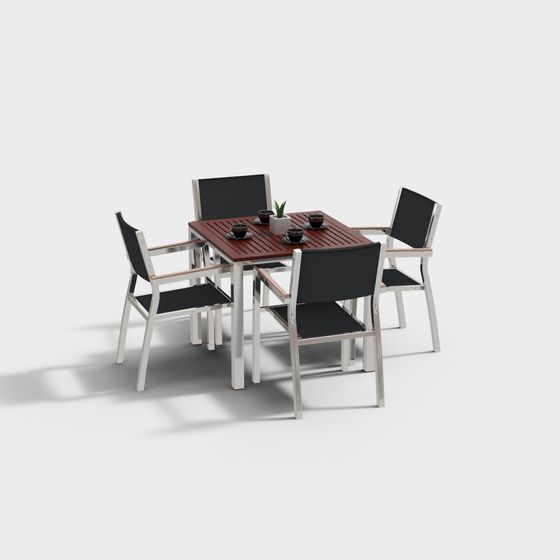 Stylish Outdoor Dining Table and Chairs 3D model