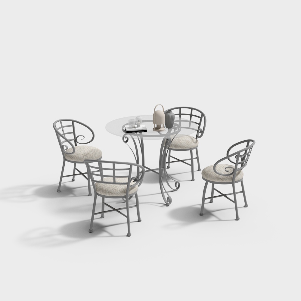 Simple outdoor table and chair combination