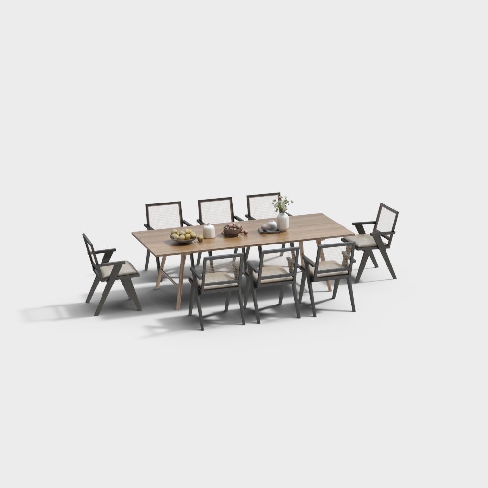 Simple outdoor table and chair combination