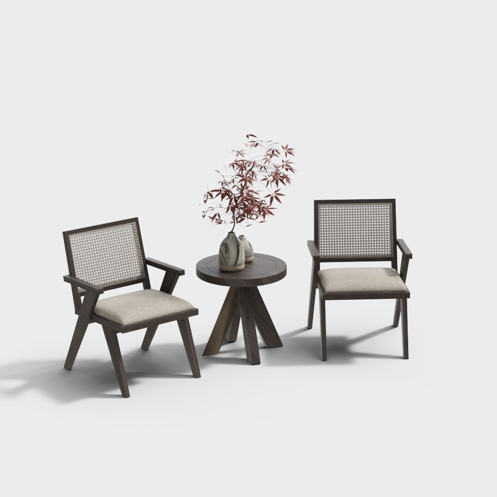 Simple outdoor table and chair combination