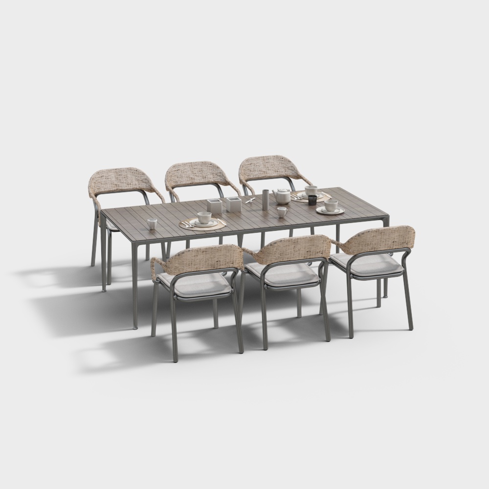 Simple outdoor table and chair combination