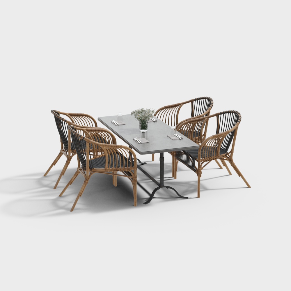 ชุดโต๊ะและเก้าอี้กลางแจ้งแบบเรียบ