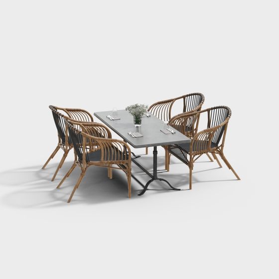 ชุดโต๊ะและเก้าอี้กลางแจ้งแบบเรียบ