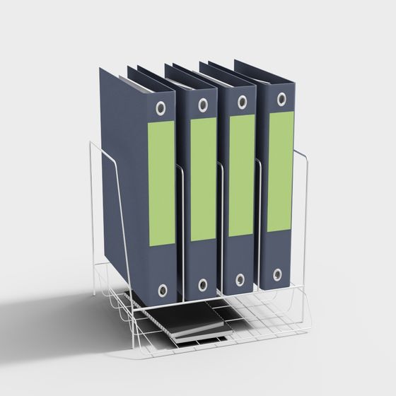 Stylish Low-Poly File Rack 3D model for Modern Offices