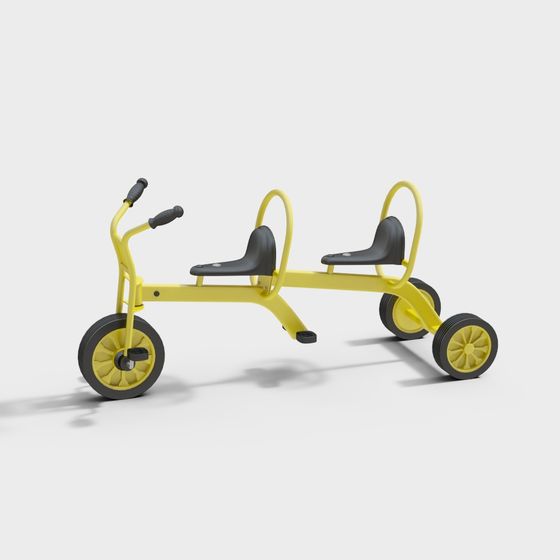 Charming Two-Seater Tricycle 3D model for Kids