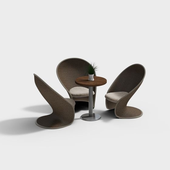 Stylish Urban Corner Coffee Table and Chairs 3D model