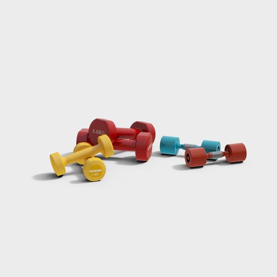 Vibrant Dumbbell 3D Model for Fitness Design