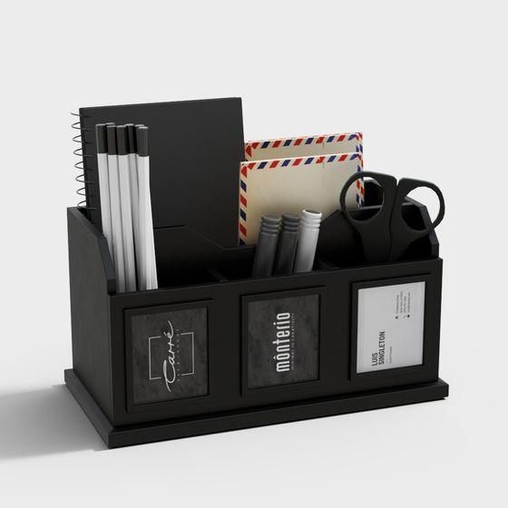 Modern Low-Poly Desk Organizer 3D model
