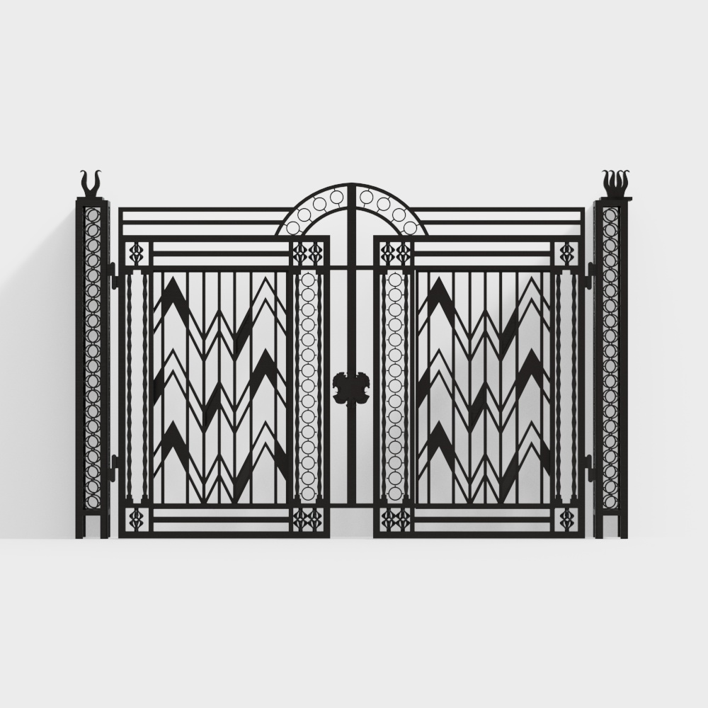 Art Deco Gate 3D model in Low Poly Style