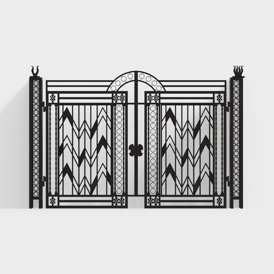 Art Deco Gate 3D model in Low Poly Style