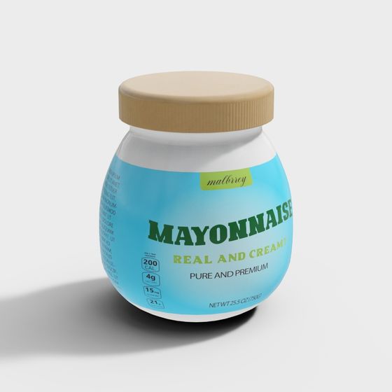 Realistic Mayonnaise Jar 3D model
