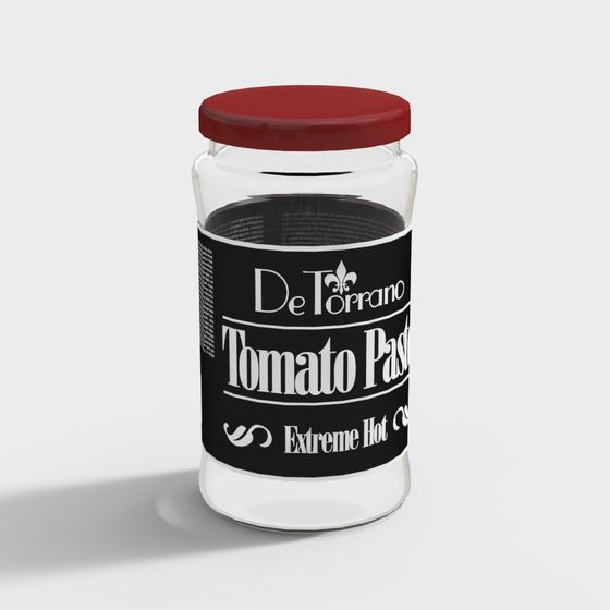DeTorrano Tomato Paste Glass Jar 3D model