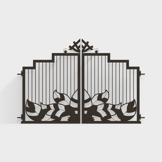 Garden Gate 3D Model - Elegant Low-Poly Design