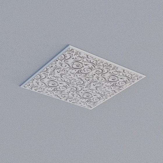 Gray Ceiling 3D Model with 3D Panels