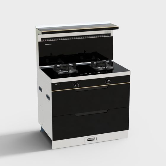 Elegant Low-Polygon Kitchen Stove 3D model