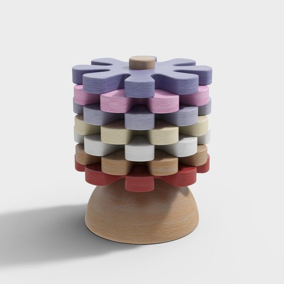 Puzzle Tower Low Poly Art 3D Model