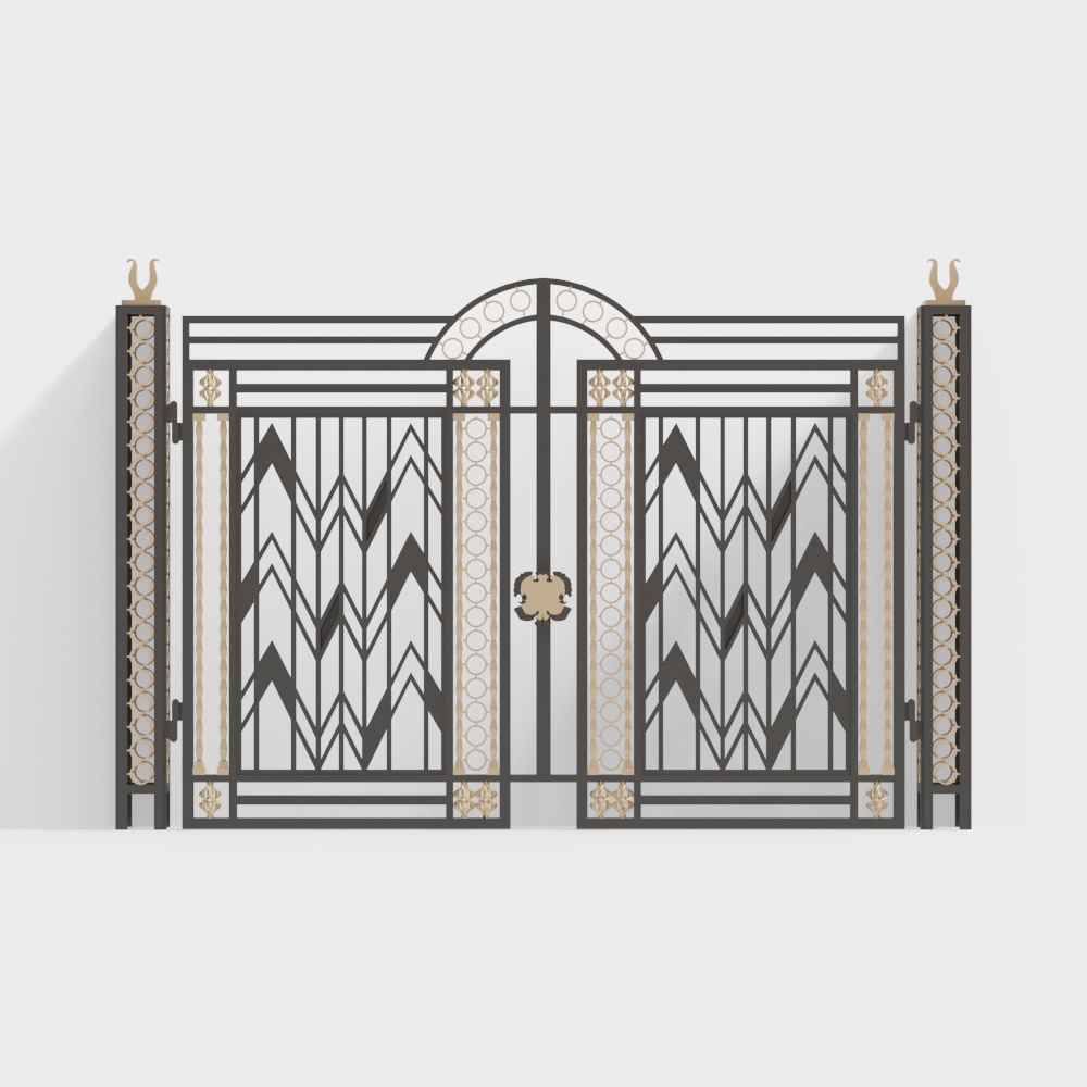 Art Deco Gate 3D Model – Vintage Metal Design