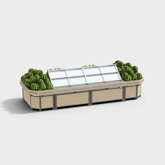 Realistic Supermarket Produce Stand 3D model