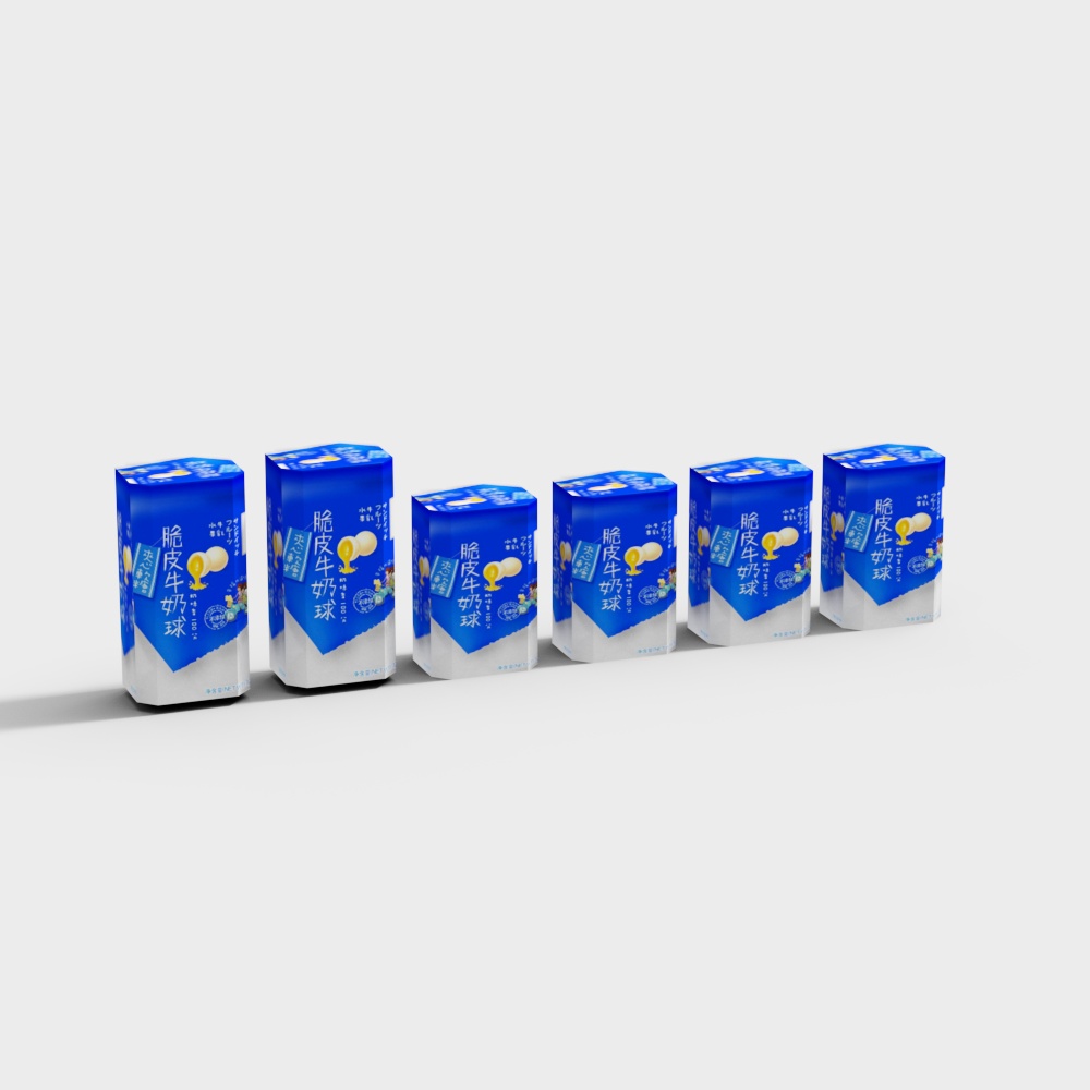 Blue and White Milk Ball Packaging 3D model
