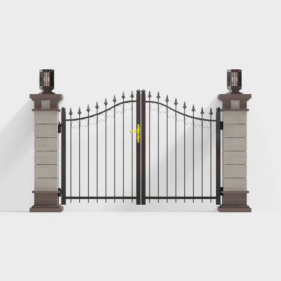 Elegant Low-Poly Iron Gate 3D Model