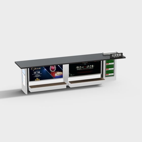 Stylish Low-Poly Bus Stop 3D Model