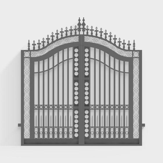 Elegant Wrought Iron Gate 3D model