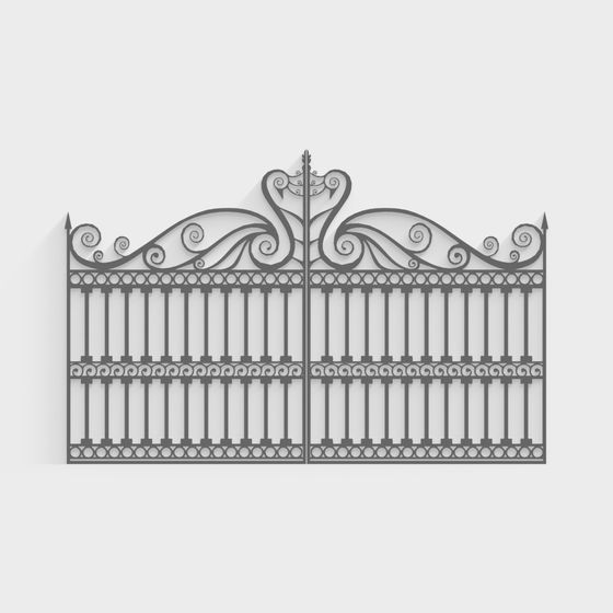 Stunning Wrought Iron Gate 3D model for Creative Projects