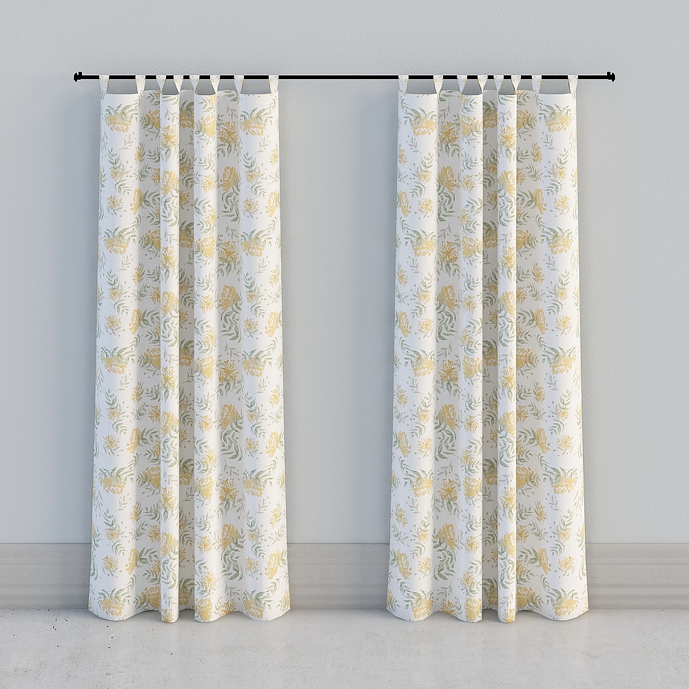 Low-Polygon Floral Curtain 3D model