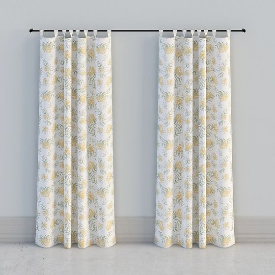 Low-Polygon Floral Curtain 3D model