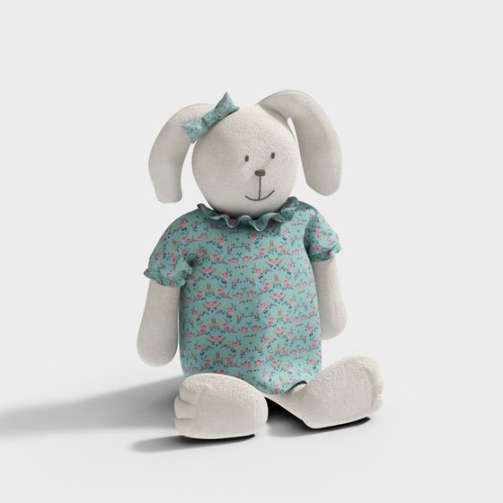Adorable 3D Bunny Model Fluffy for Children's Projects