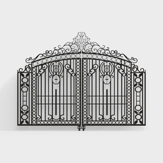 Elegant Wrought Iron Gate 3D Model for Creative Projects