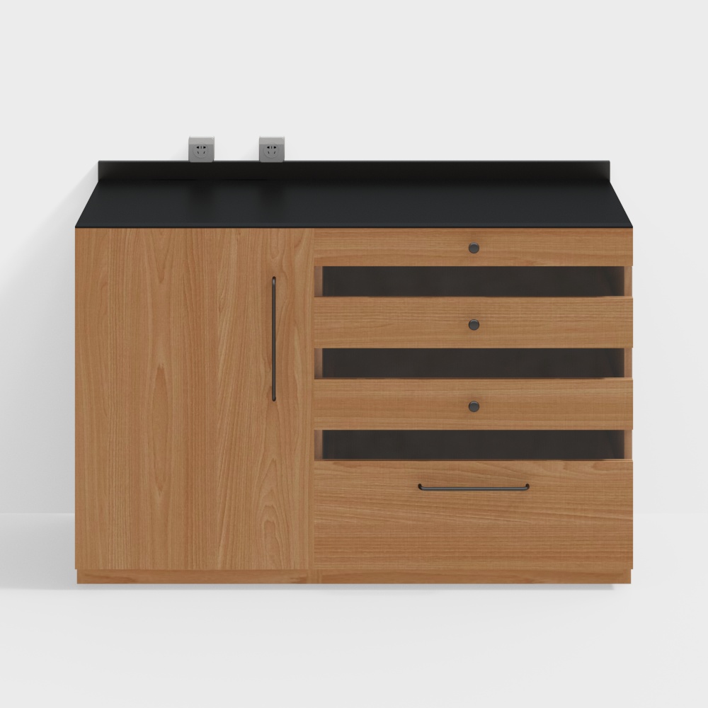 Two Black Furniture is covered with side Cabinets A drawer Cabinets + C drinking water Cabinets cherry wood