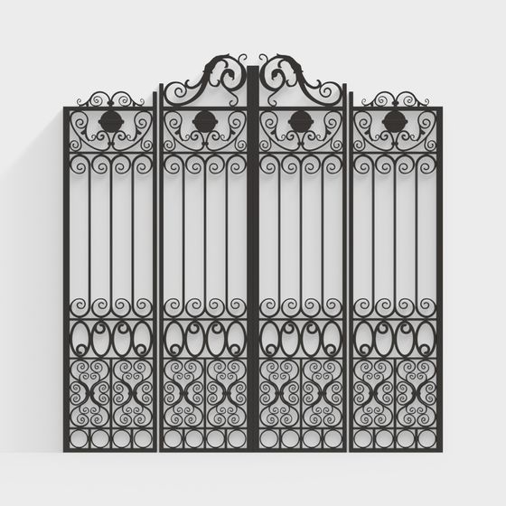 Elegant Wrought Iron Gate 3D model