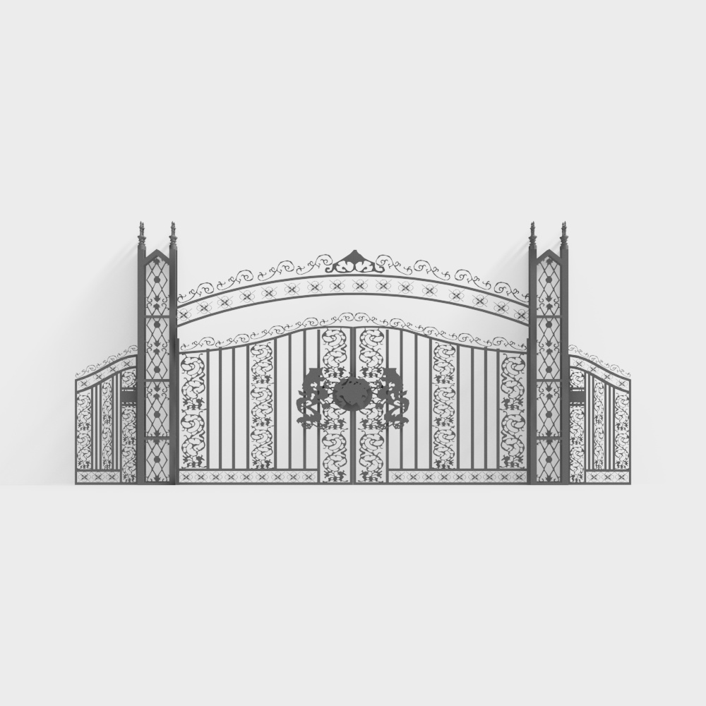 Elegant Wrought Iron Gate 3D model