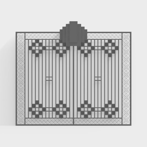Futuristic Gateway 3D model in Retro Pixel Art Style